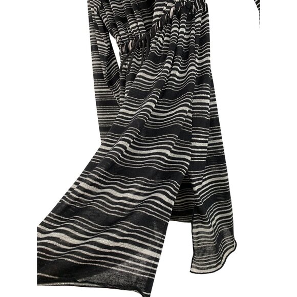 Hooded Black & Silver Swim Cover-Up Drawstring Waist Metallic Size M RAA10424 - Picture 6 of 10